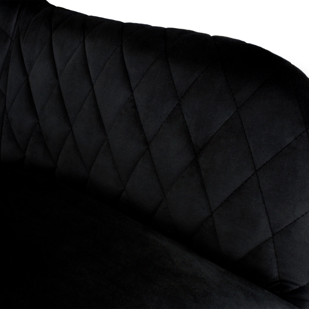 Барный стул со спинкой и подлокотниками на 4-х металлических ножках Douglas Rhombus Черный Велюр