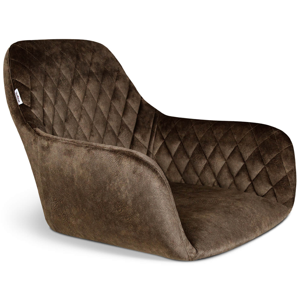 Барный стул со спинкой и подлокотниками на 4-х черных ножках Douglas Rhombus Коричневый Велюр