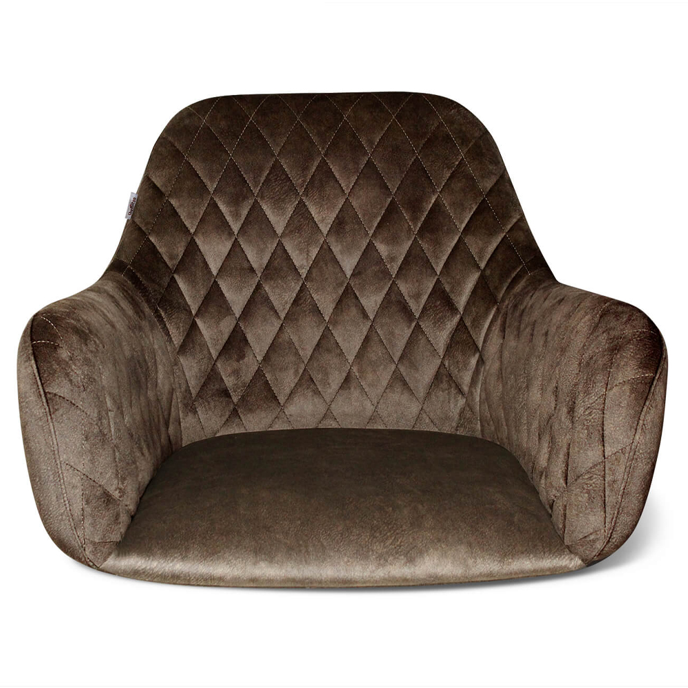 Барный стул со спинкой и подлокотниками на 4-х черных ножках Douglas Rhombus Коричневый Велюр