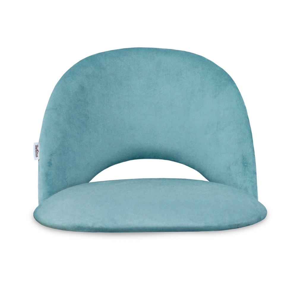 Барный стул со спинкой на 4-х деревянных ножках Голубой Велюр Ava Charm