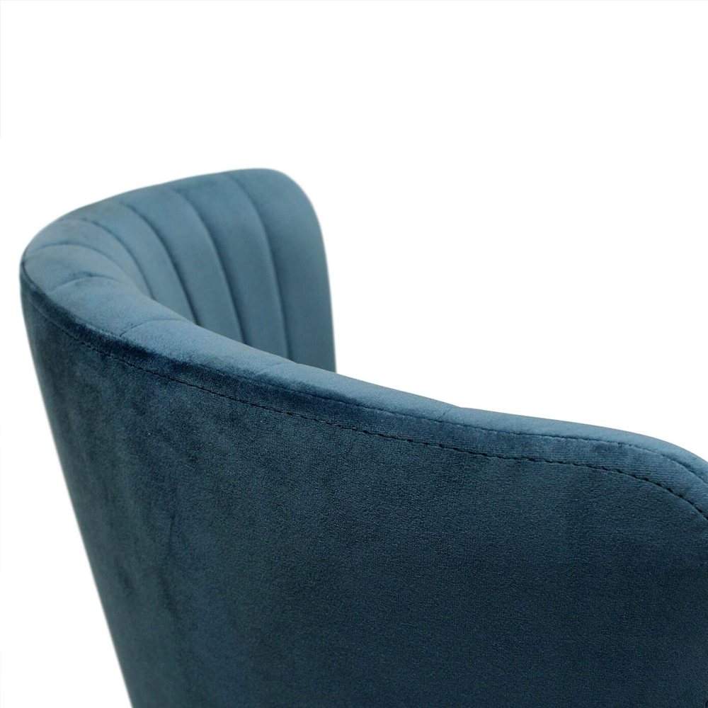 Барный стул со спинкой на 4-х деревянных ножках Синий Велюр Ava Charm