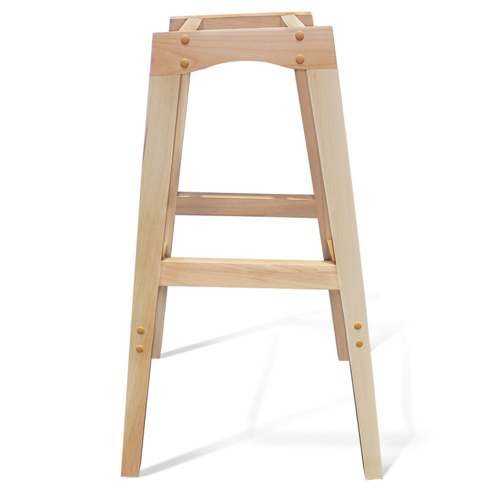 Барный стул со спинкой на 4-х деревянных ножках Синий Велюр Ava Charm