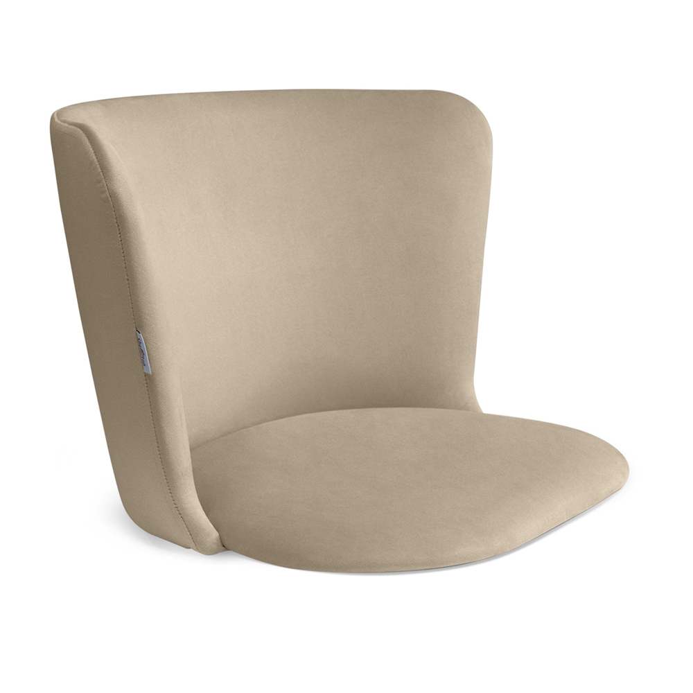 Барный стул со спинкой на 4-х коричневых ножках Бежевый Велюр Ava Charm