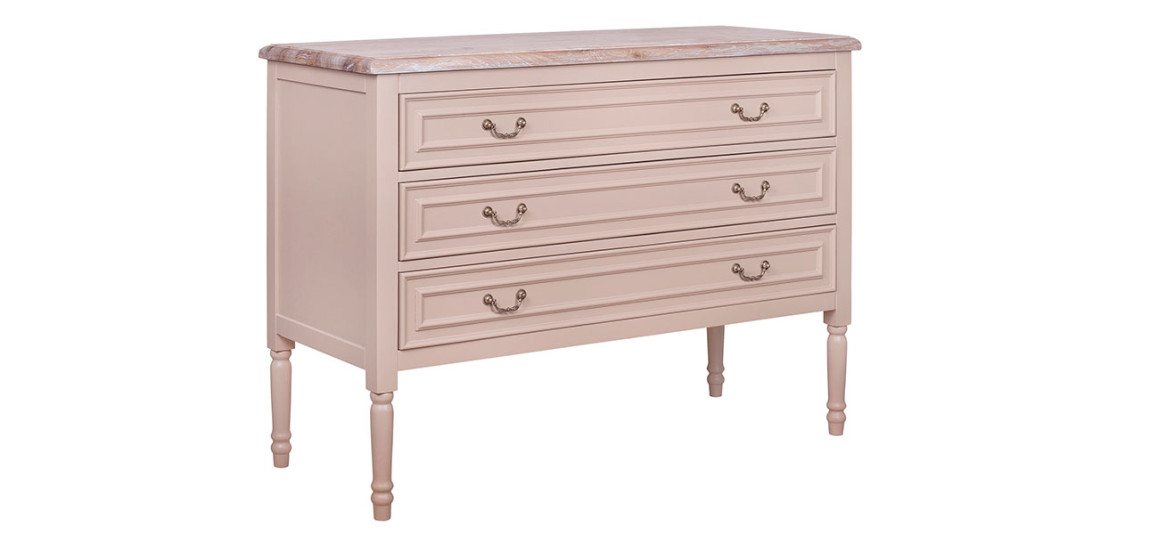 Бежевый комод из дуба Amelia beige dark