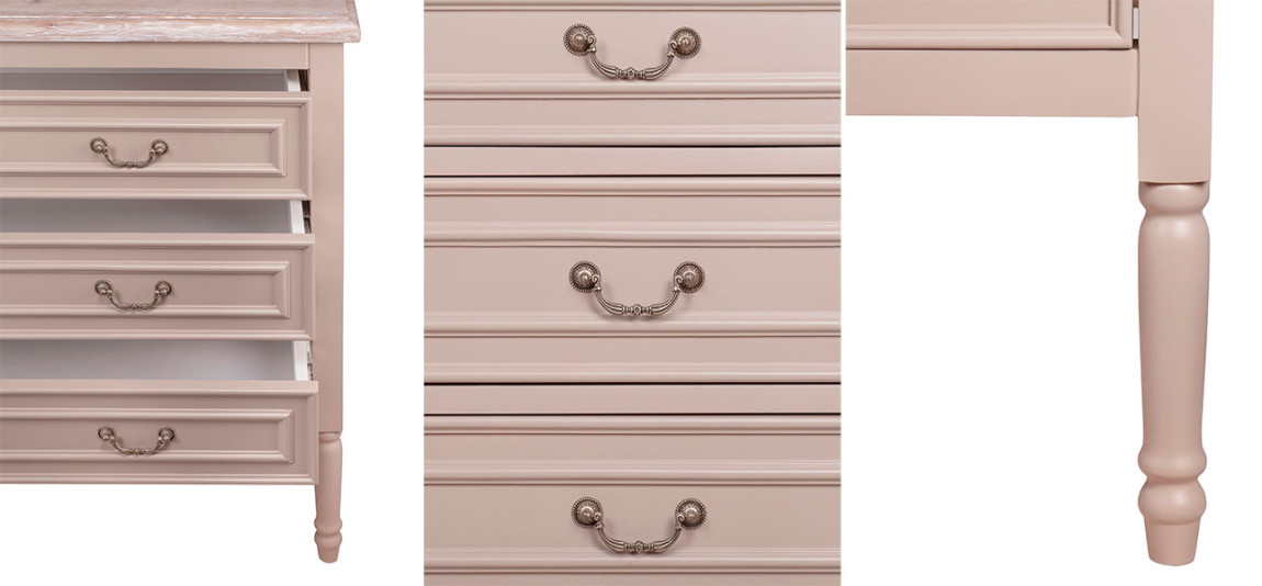 Бежевый комод из дуба Amelia beige dark