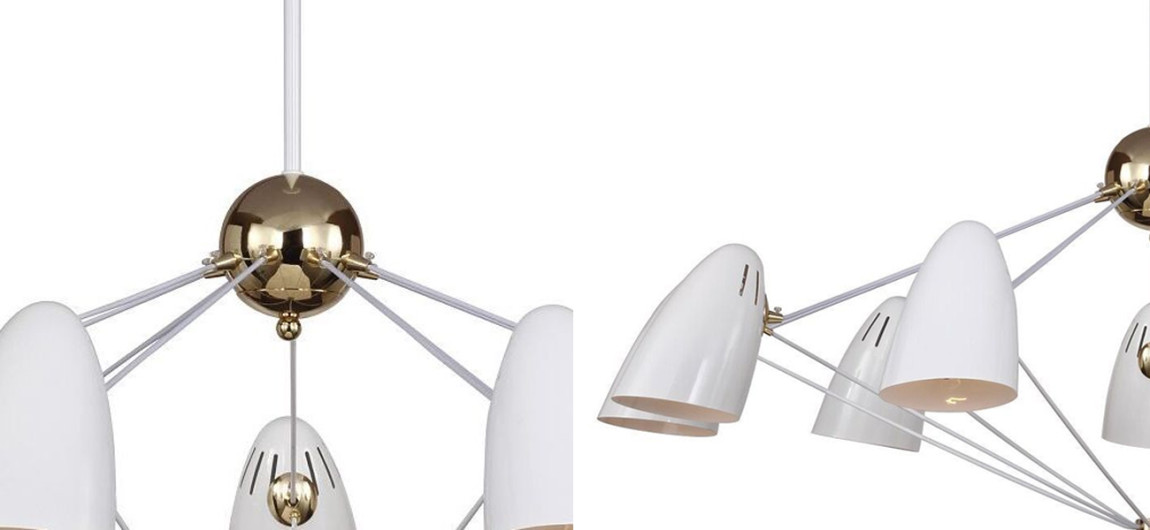 Белая люстра с декором золотого цвета Retro Future