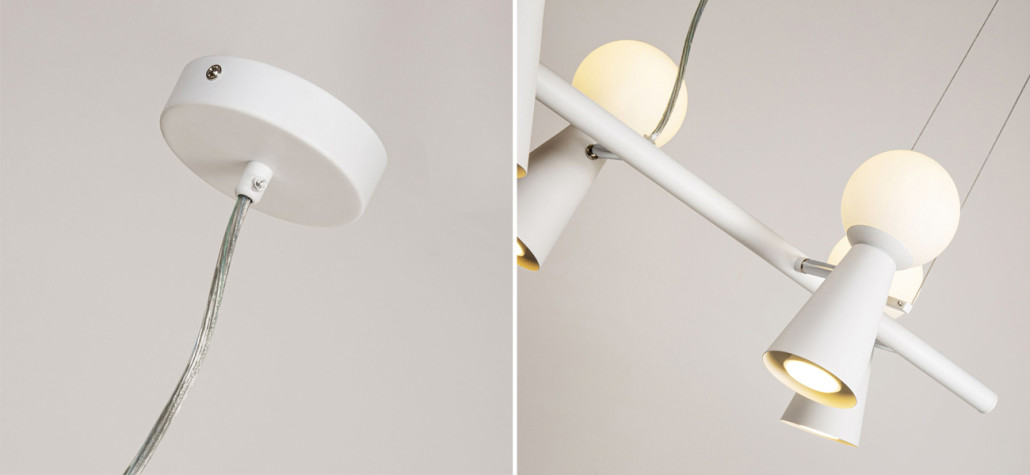 Белая люстра с поворотными плафонами 16 ламп KLAXONS