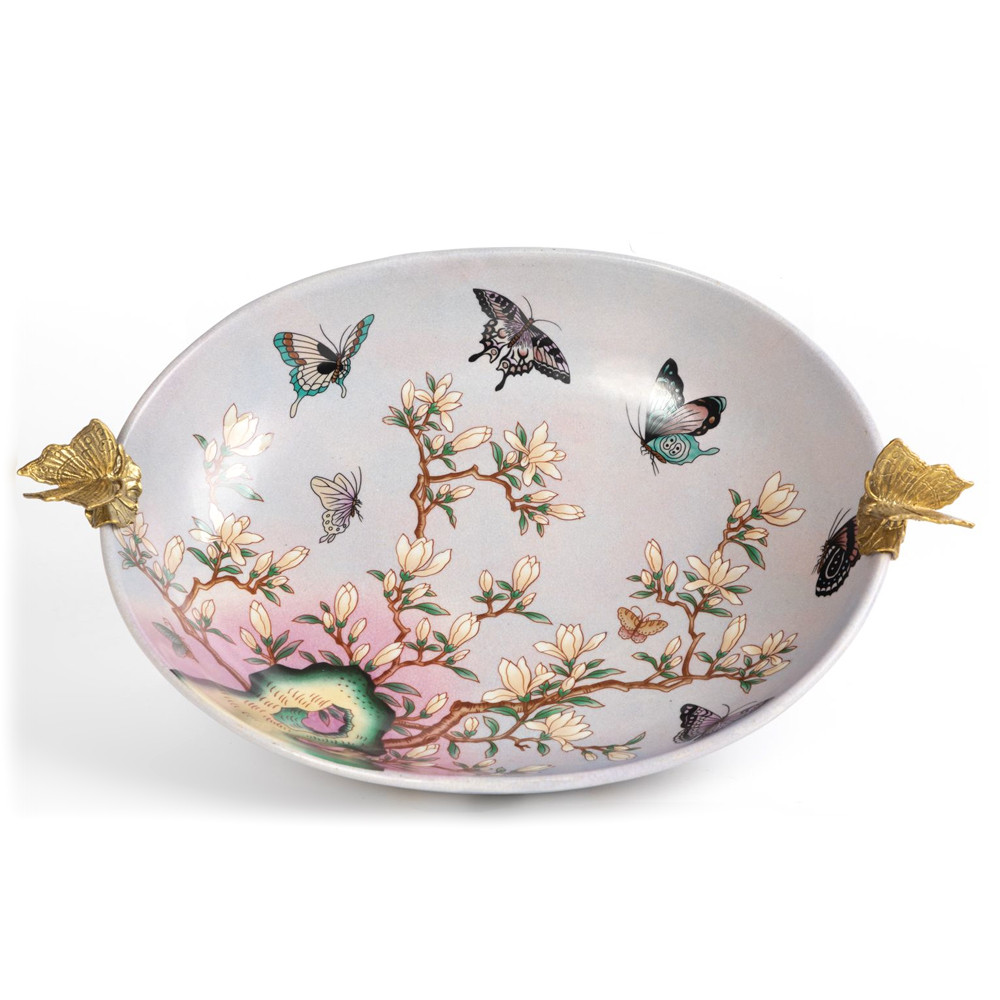 Белое фарфоровое блюдо с изображением бабочек Eden Garden
