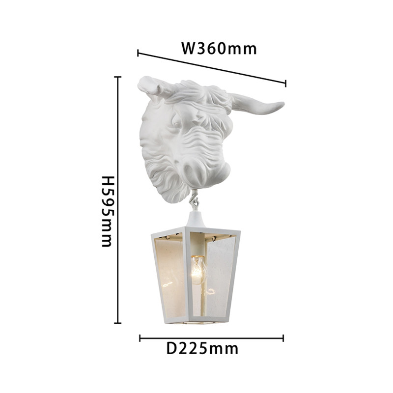 Белый уличный светильник с головой бизона ANIMAL LANTERN