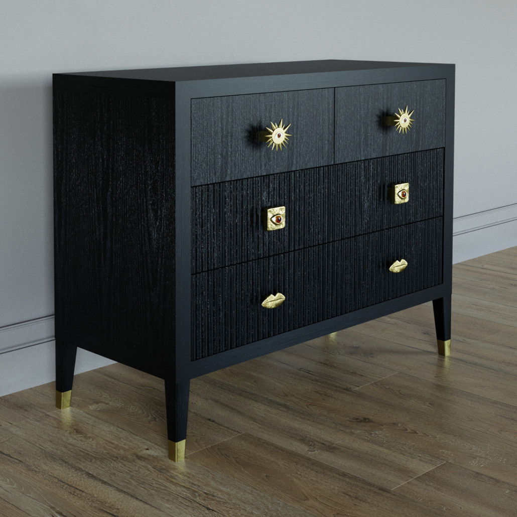 Бельевой Комод с 4 ящиками Elsa Dreams Black