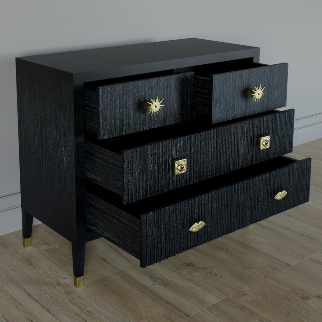 Бельевой Комод с 4 ящиками Elsa Dreams Black