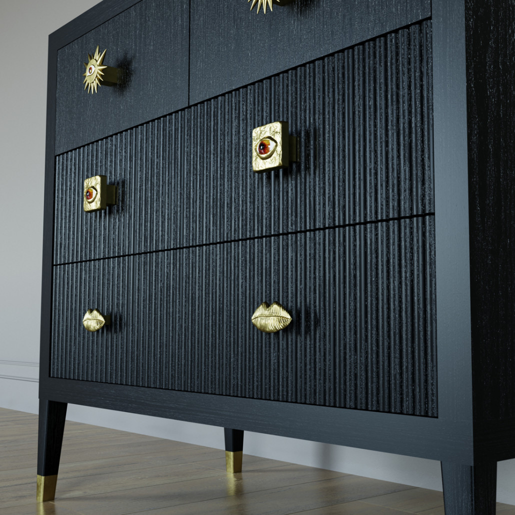 Бельевой Комод с 4 ящиками Elsa Dreams Black