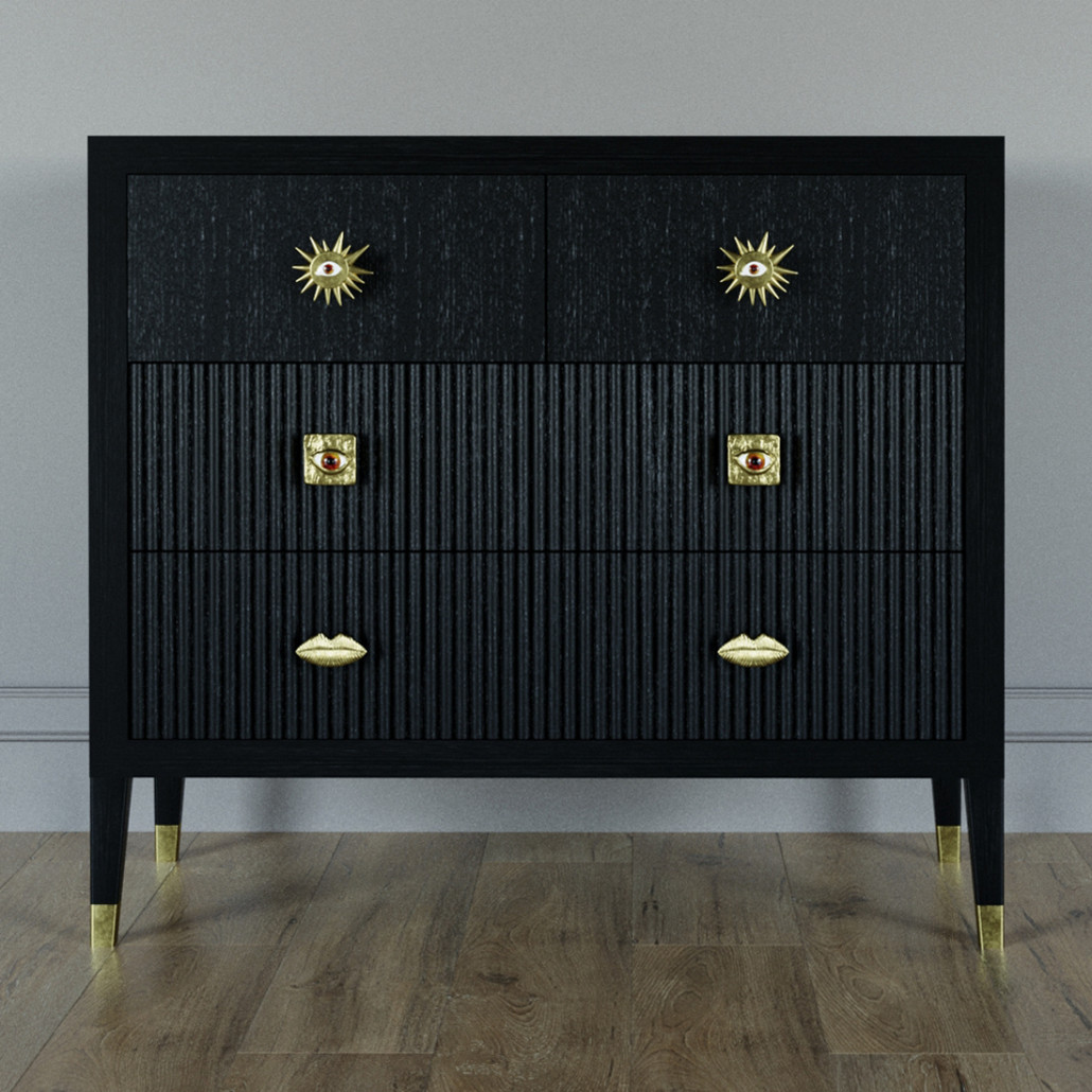 Бельевой Комод с 4 ящиками Elsa Dreams Black