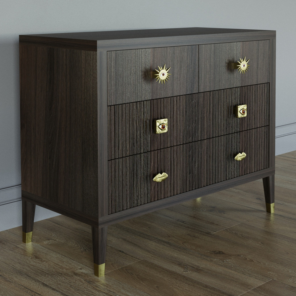 Бельевой Комод с 4 ящиками Elsa Dreams Walnut