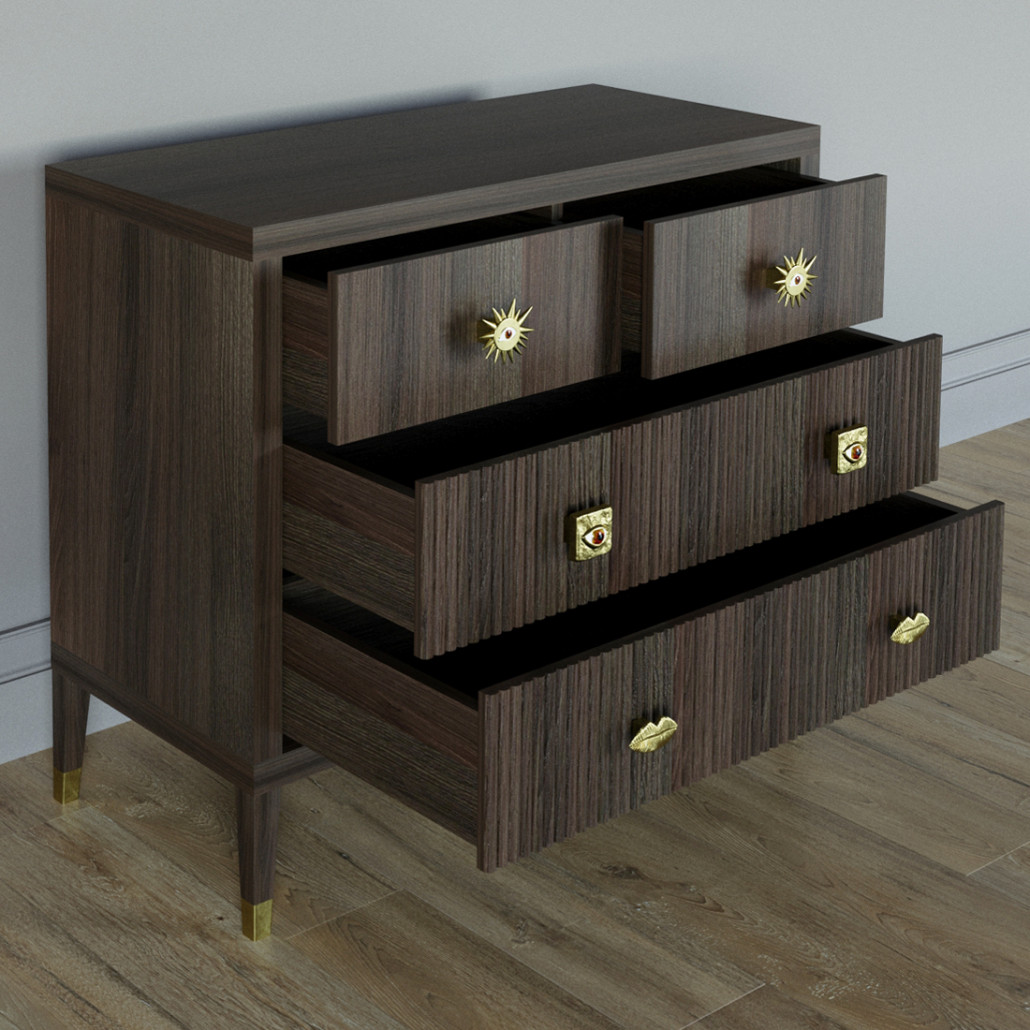 Бельевой Комод с 4 ящиками Elsa Dreams Walnut