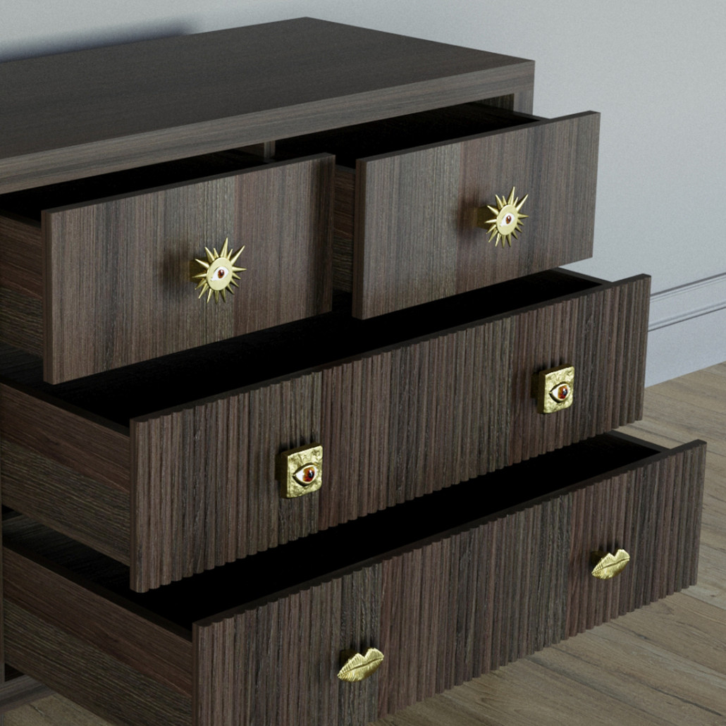 Бельевой Комод с 4 ящиками Elsa Dreams Walnut