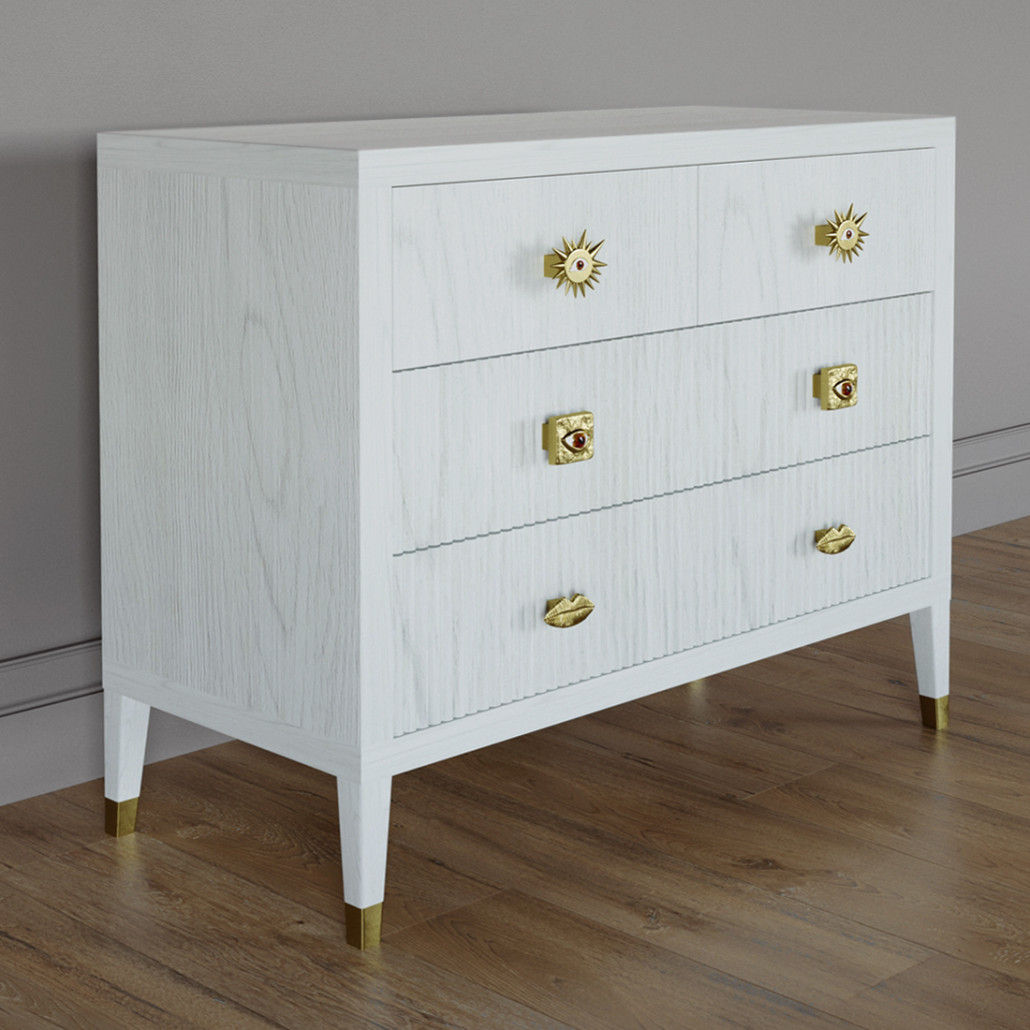 Бельевой Комод с 4 ящиками Elsa Dreams White