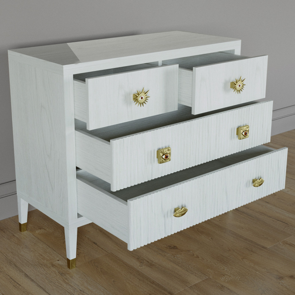 Бельевой Комод с 4 ящиками Elsa Dreams White