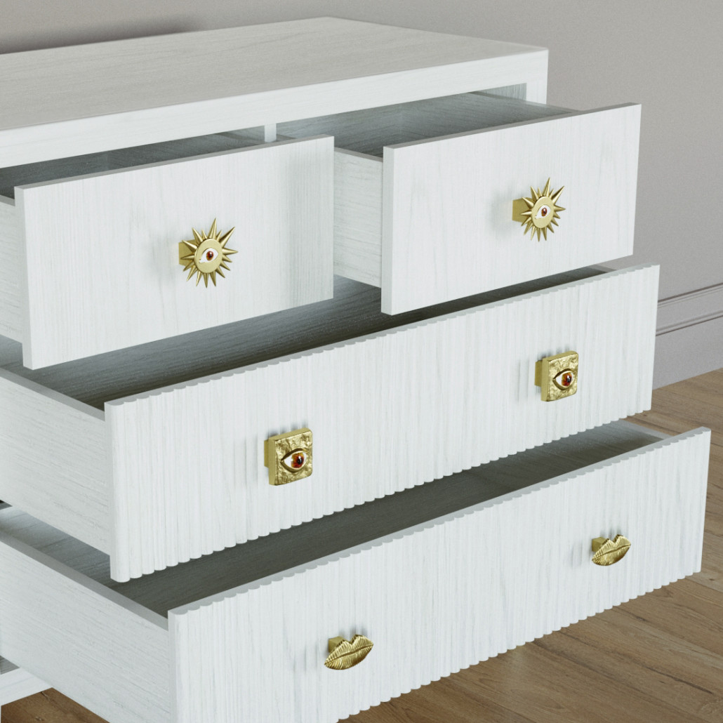 Бельевой Комод с 4 ящиками Elsa Dreams White