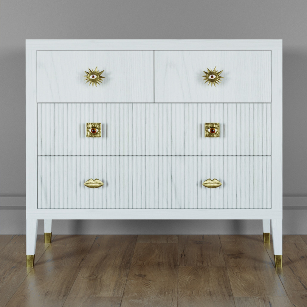 Бельевой Комод с 4 ящиками Elsa Dreams White