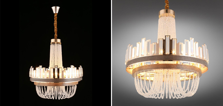 Блестящая люстра с хрустальным декором Luxury Crystal