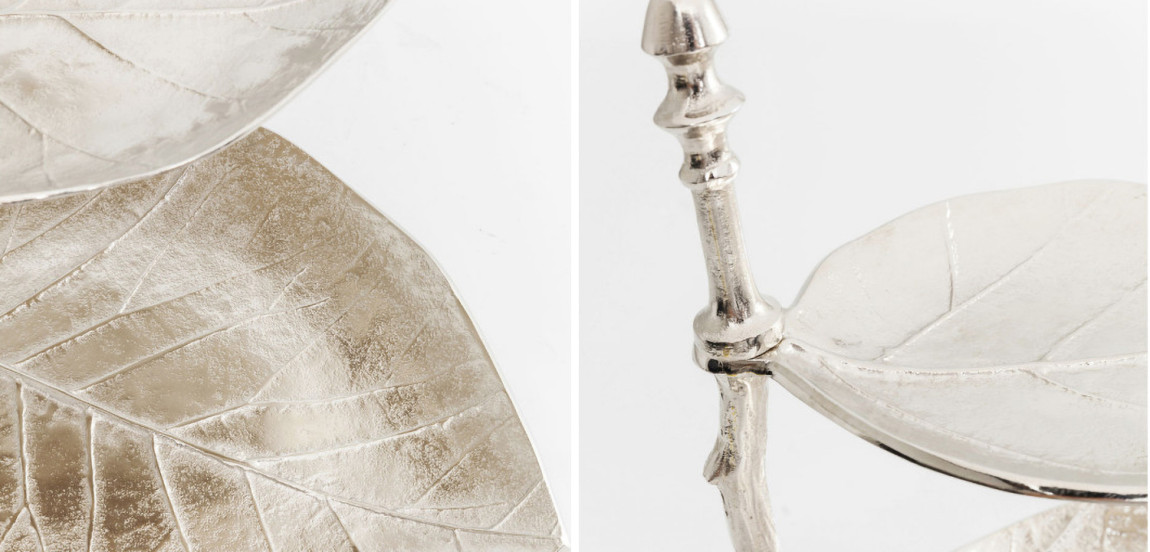 Блюдо трёхъярусное Chrome Leaves