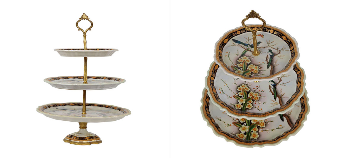 Блюдо фарфоровое для фруктов три яруса Fruit