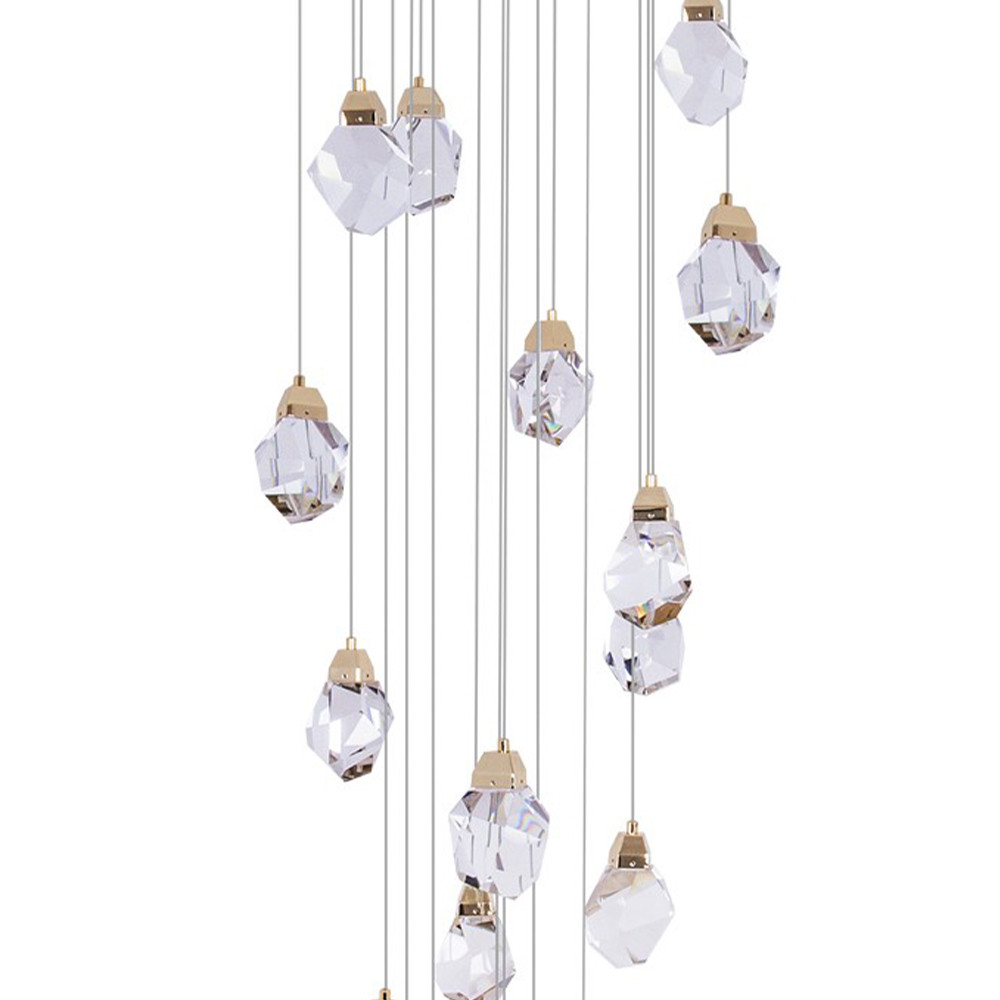 Большая каскадная люстра с хрустальными плафонами Esme Crystal Brass Cascade Chandelier 25