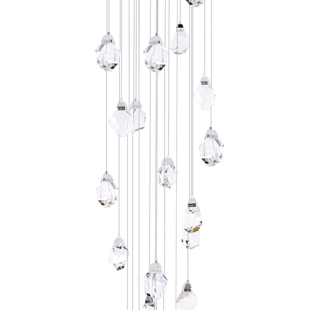 Большая каскадная люстра с хрустальными плафонами хром Esme Crystal Chrome Cascade Chandelier 25