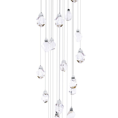 Большая каскадная люстра с хрустальными плафонами хром Esme Crystal Chrome Cascade Chandelier 25