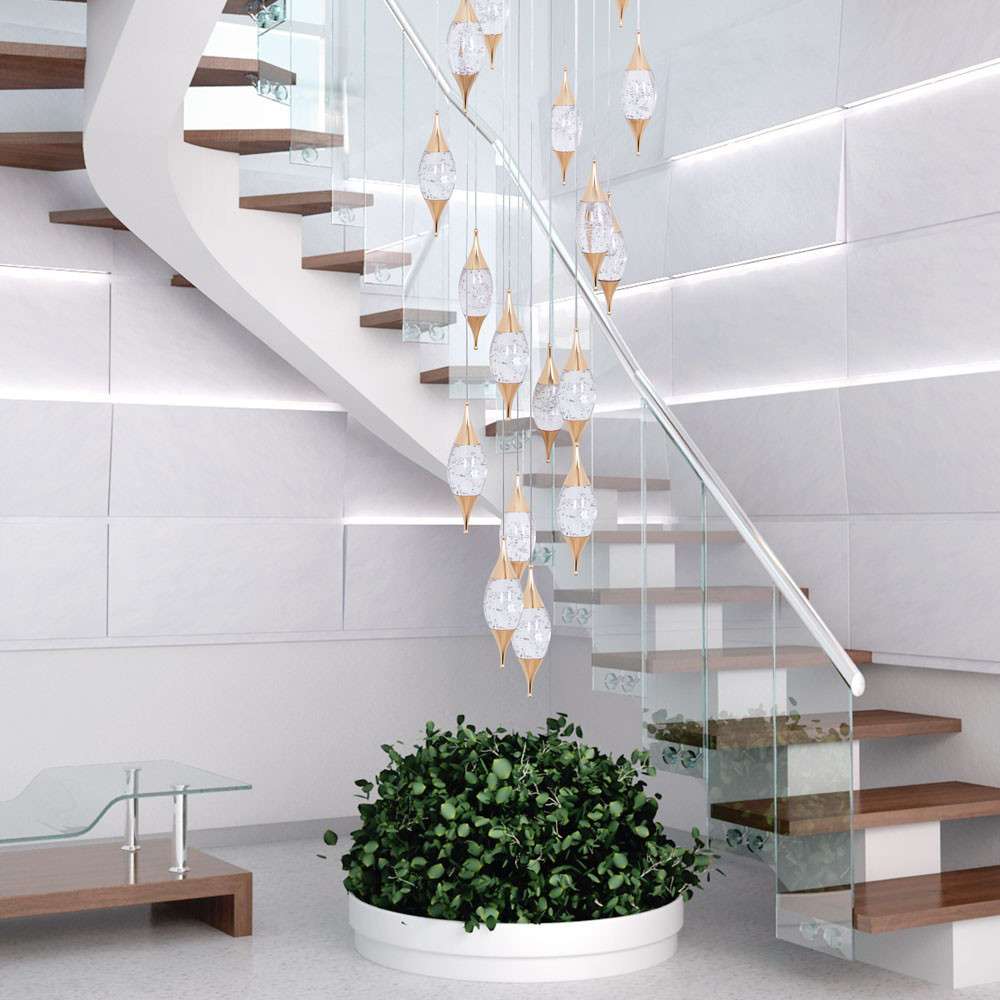 Большая каскадная люстра с хрустальными подвесками Esme Drops Crystal Brass Cascade Chandelier 25