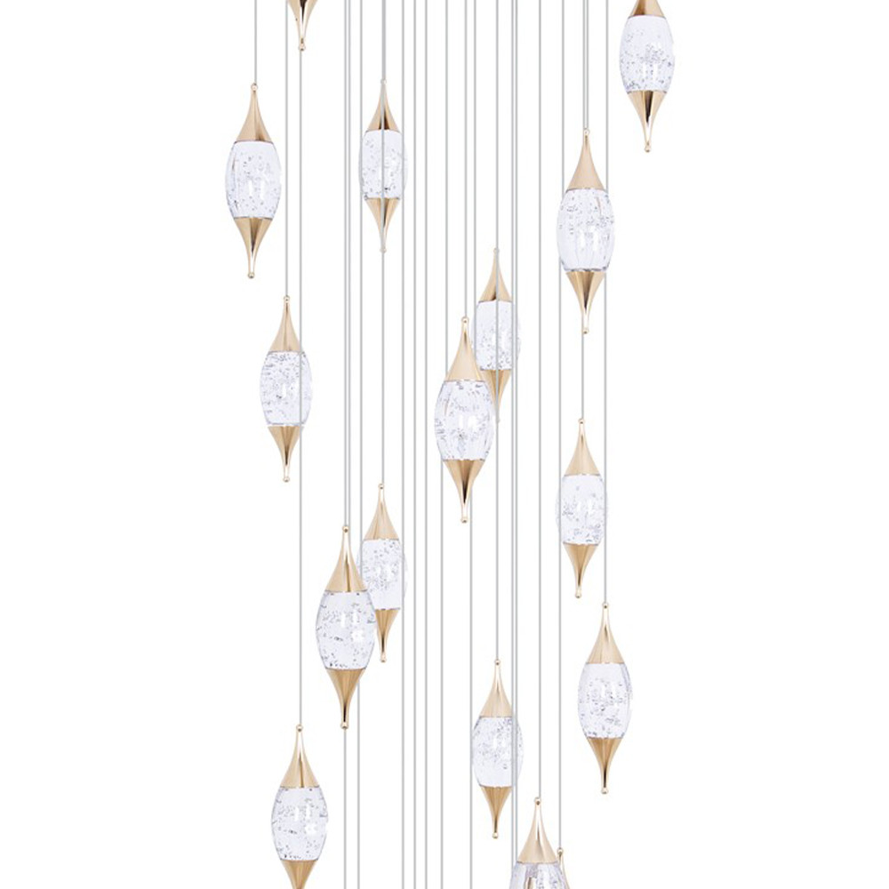 Большая каскадная люстра с хрустальными подвесками Esme Drops Crystal Brass Cascade Chandelier 25