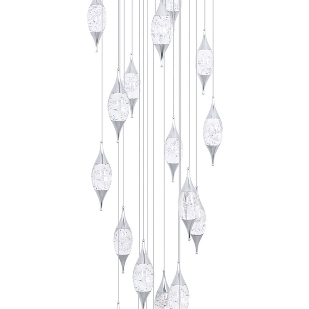 Большая каскадная люстра с хрустальными подвесками Esme Drops Crystal Chrome Cascade Chandelier 25