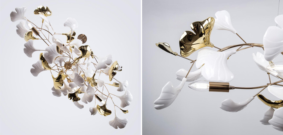 Большая люстра Wintery flover с Белыми декоративными плафонами