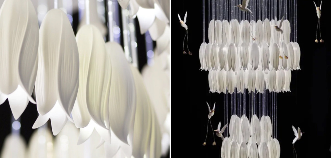 Большая Люстра для Лестницы Sagarti Contemporary chandelier ALBA GRAND Flowers & Birds