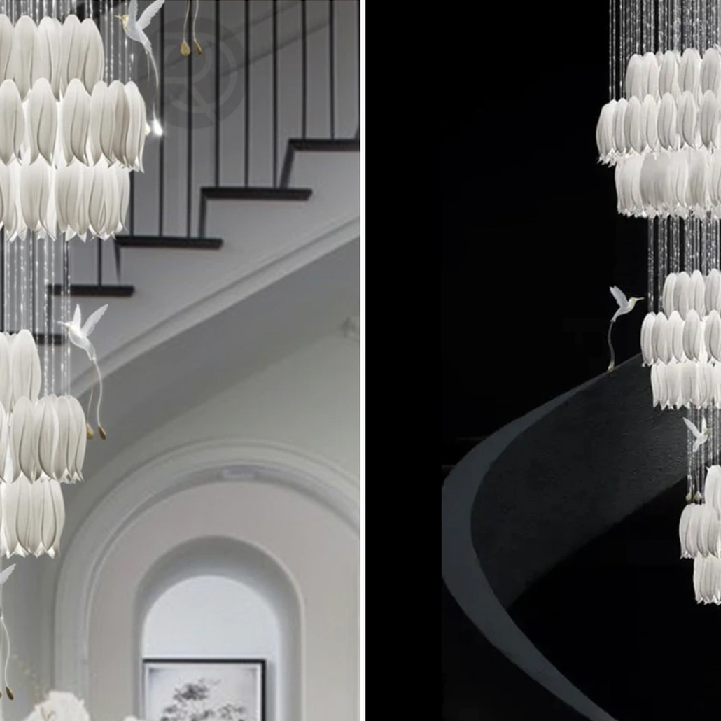 Большая Люстра для Лестницы Sagarti Contemporary chandelier ALBA GRAND Flowers & Birds