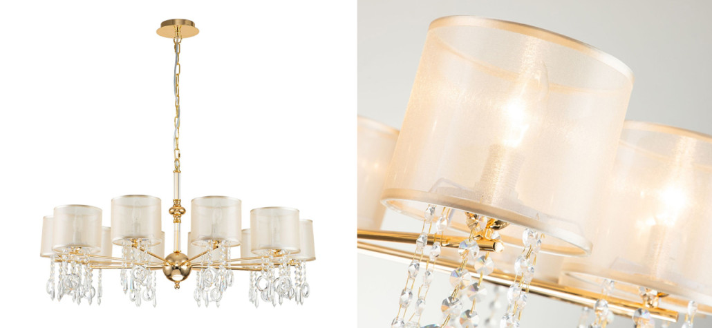 Большая люстра золотого цвета с хрустальным декором Crystal Things