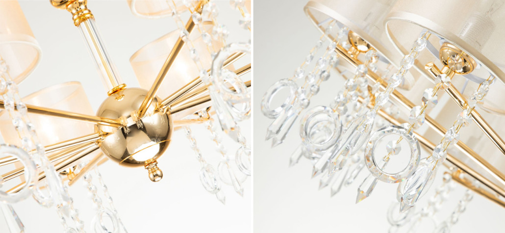 Большая люстра золотого цвета с хрустальным декором Crystal Things