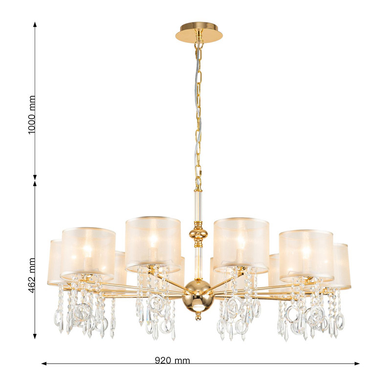 Большая люстра золотого цвета с хрустальным декором Crystal Things