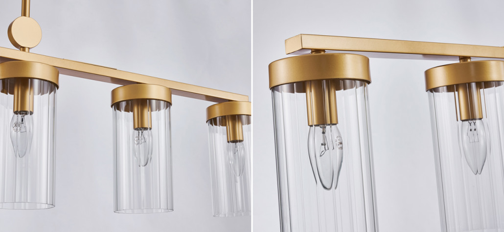 Большая люстра с плафонами из рельефного стекла BEAM OF LIGHT 6 ламп