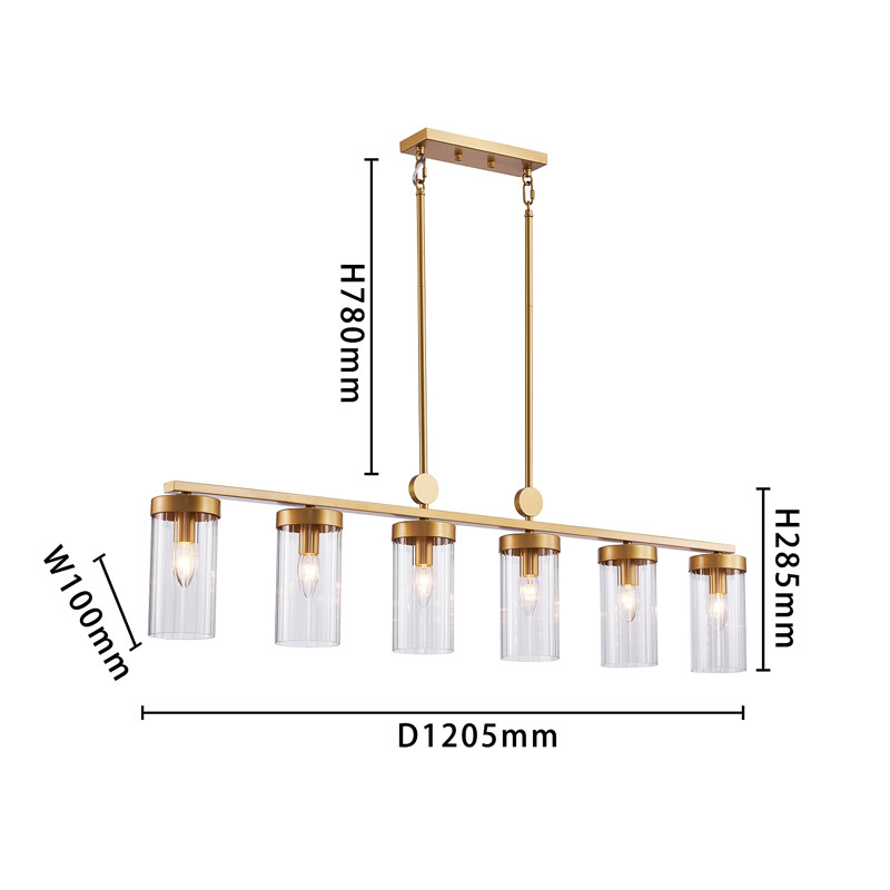 Большая люстра с плафонами из рельефного стекла BEAM OF LIGHT 6 ламп