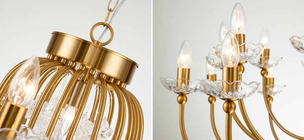 Большая люстра с прозрачными блюдцами Flowerbed