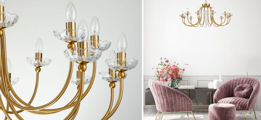 Большая люстра с прозрачными блюдцами Flowerbed