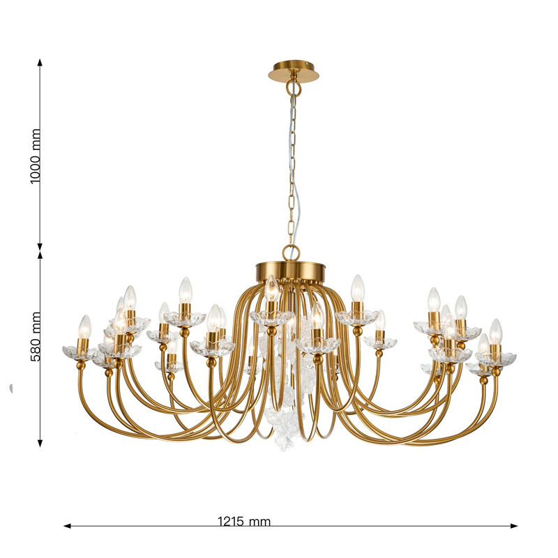 Большая люстра с прозрачными блюдцами Flowerbed
