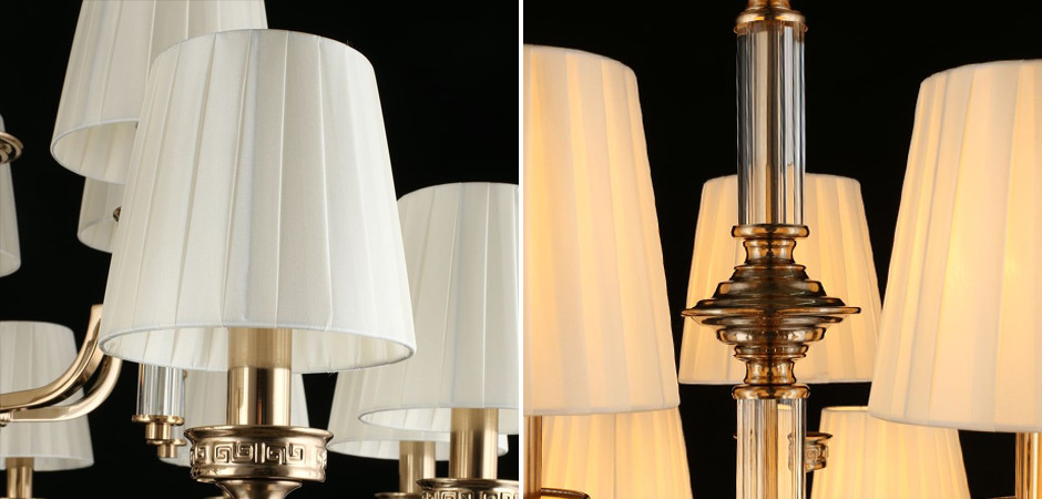 Большая люстра с тканевыми абажурами Brolevbrus Бронза