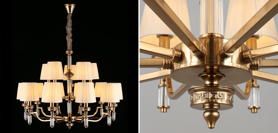 Большая люстра с тканевыми абажурами Brolevbrus Бронза