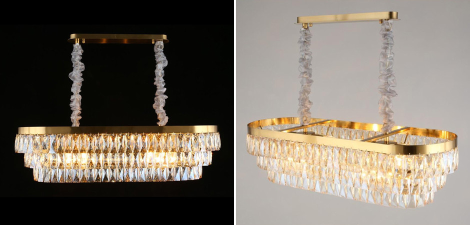 Большая люстра с хрустальным плафоном LUNET Bronze