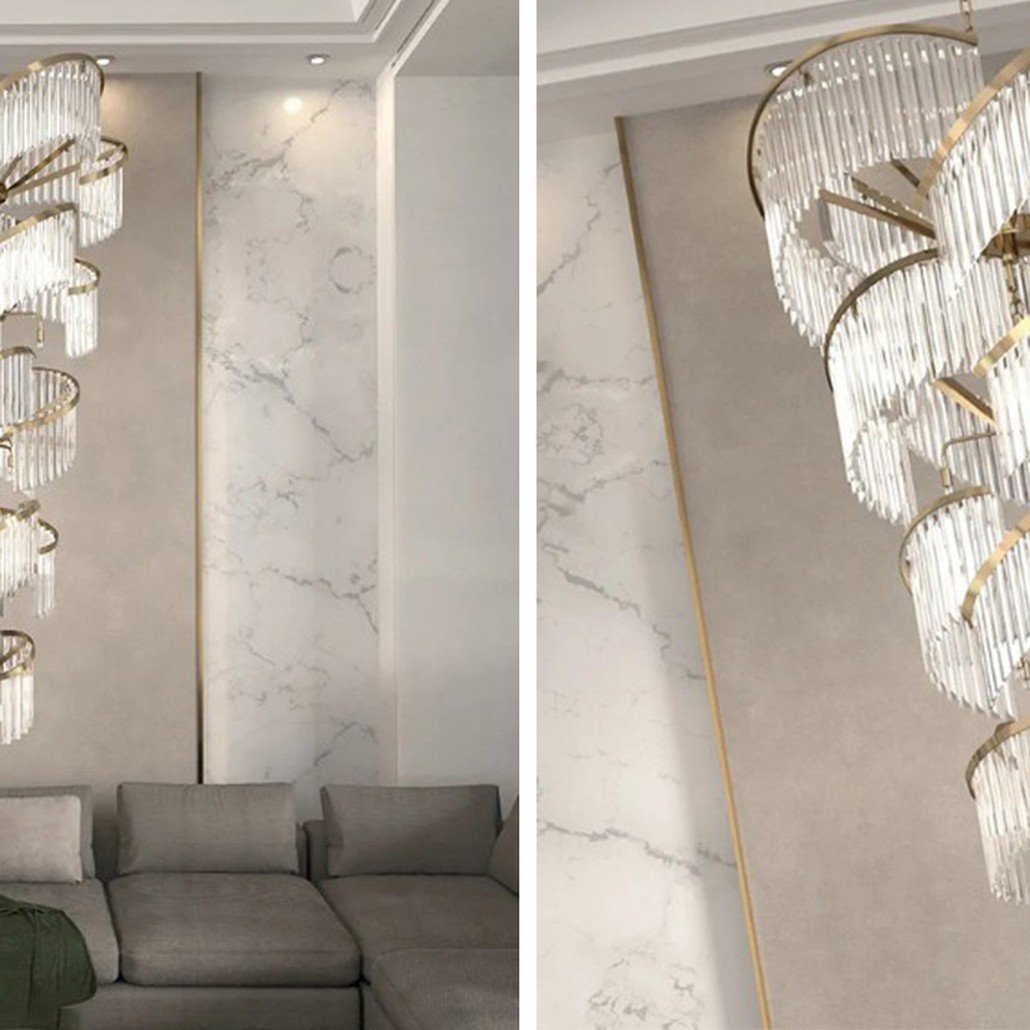 Большая Многоярусная Люстра для Высокого потолка Odeon Large Tiered Chandelier