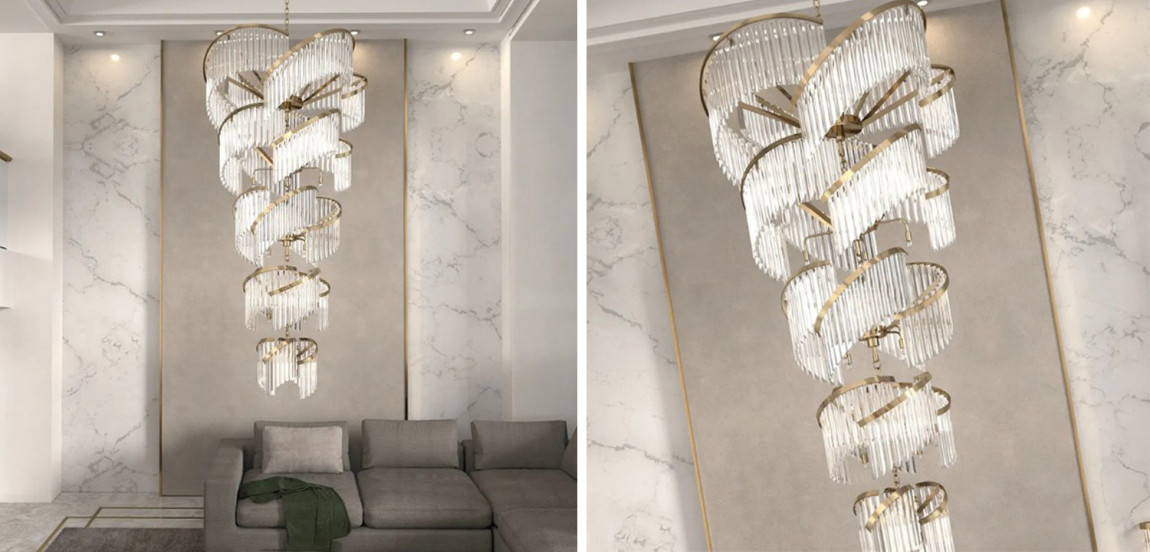 Большая Многоярусная Люстра для Высокого потолка Odeon Large Tiered Chandelier