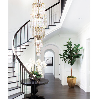 Большая многоярусная люстра с хрустальными подвесками Crystal Art Multi-tiered Gold Chandelier
